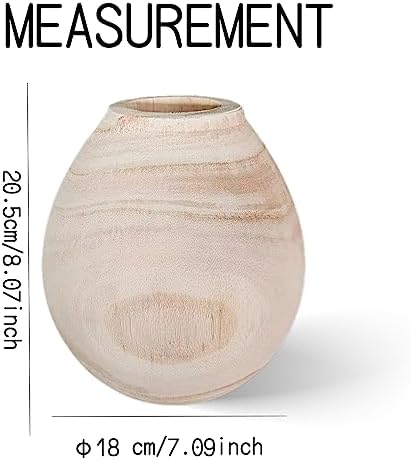 WEIDUOFUN Natural Wood Flower Vase Decorative Urn Planter Pitcher for Home Wedding Cafe