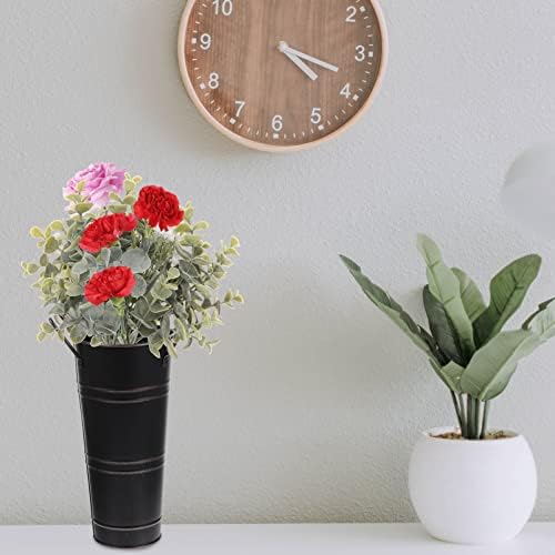 Vintage Rustic Farmhouse Iron Vase with Handle
