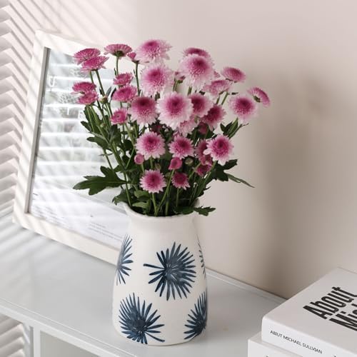 Hjn White Flower Vase - Modern Ceramic Decor for Living Room and Entryway
