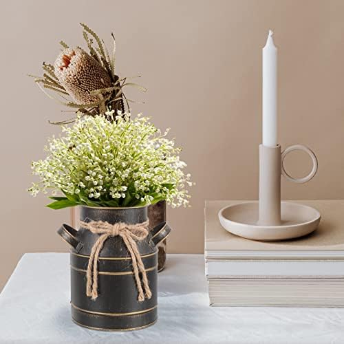 Retro Iron Bucket Vase - Black 629 X 59 X 433 Inch