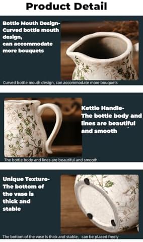 Farmhouse Ceramic Vase with Handle for Home Decor