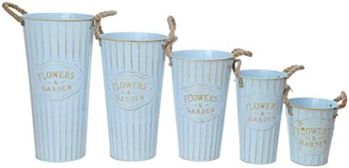 DOITOOL Rustic Metal Flower Vase Vintage Bucket Decor