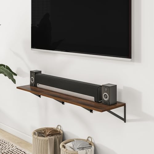 Deep Floating Shelves Set of 3 12 Inch Deep Walnut Wood Shelves for Wall