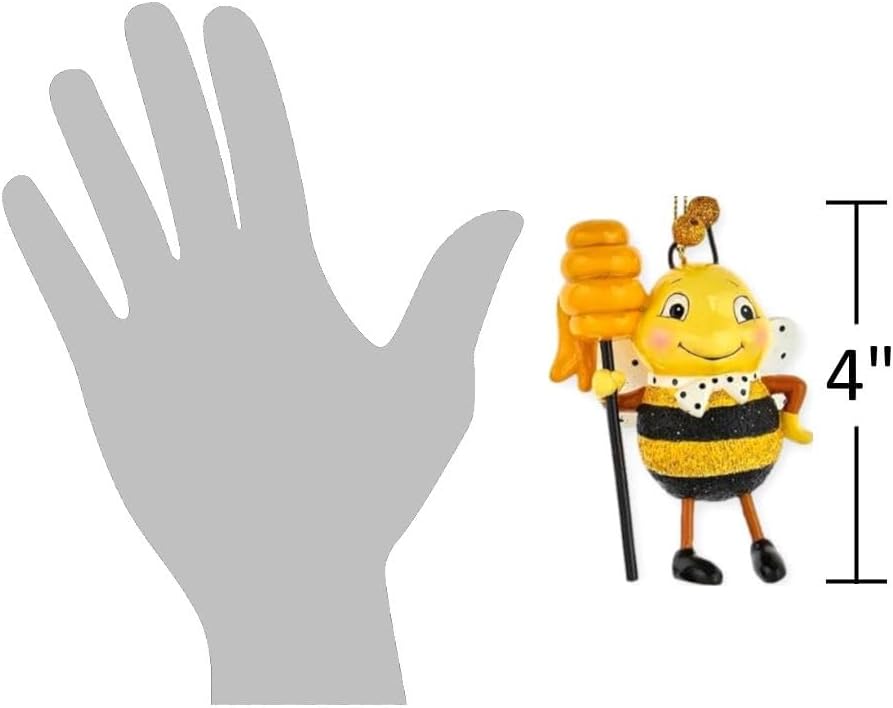 The Bridge Collection 4 Bees and Honey Ornaments Set of 2