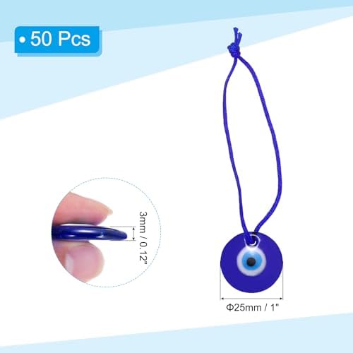 PATIKIL Evil Eye Glass Keychain Blue 30mm Hanging Charm