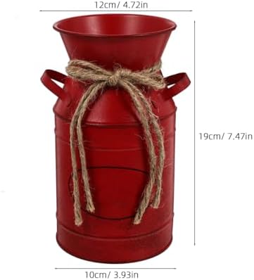 Retro Style Bucket Iron Flower Barrel Farmhouse Decor Vase