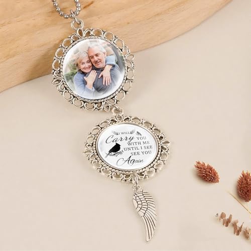 Personalized Angel Wing Car Charm - Custom Photo Text Memorial Gift