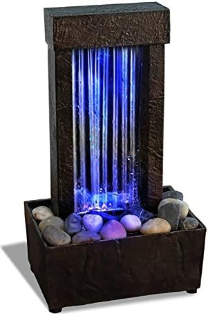 Natures Mark 10 Inch H Mirrored Waterfall Fountain Light Show Tabletop
