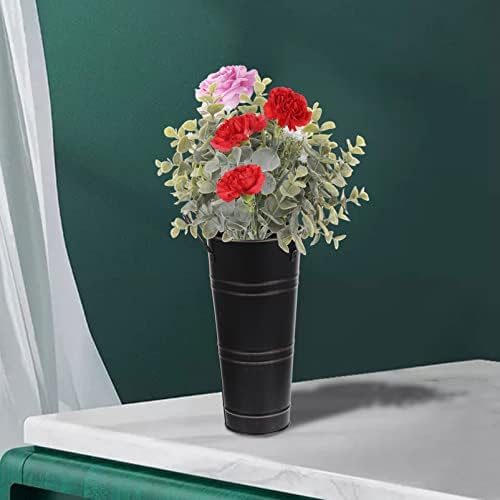 Vintage Rustic Farmhouse Iron Vase with Handle