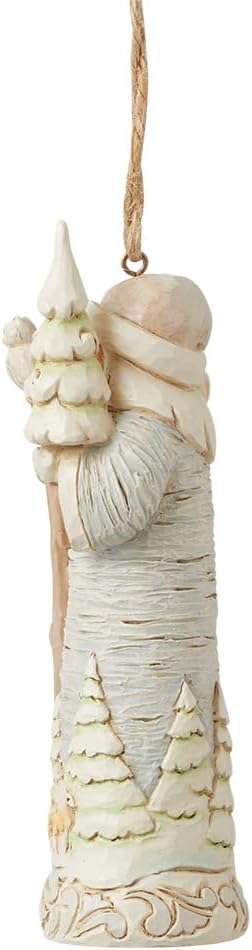 Enesco Jim Shore Heartwood Creek White Woodland Birch Bark Santa Claus Hanging Ornament