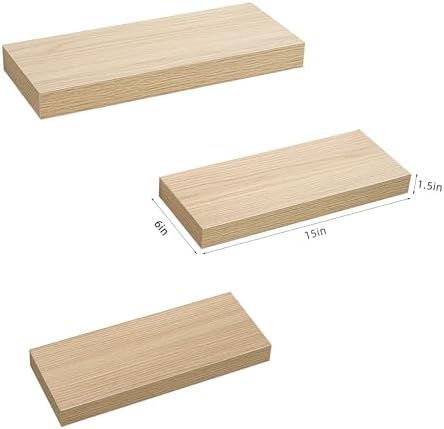 AHDECOR Floating Shelves Set of 3 Rustic Wooden Ledge Decor
