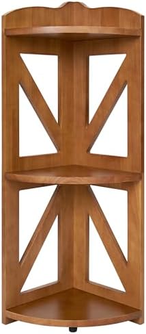 YCICI Corner Shelf Stand 3 Tier Natural Wood Brown