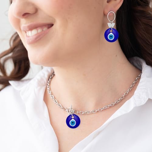 PATIKIL Evil Eye Glass Keychain Blue 30mm Hanging Charm