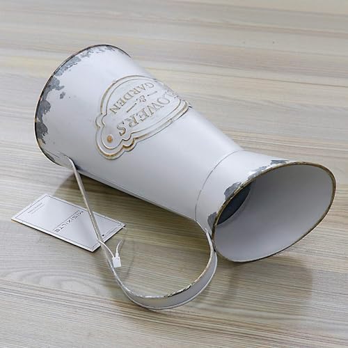 MISIXILE White Rustic Metal Jug Vase 11 Inch