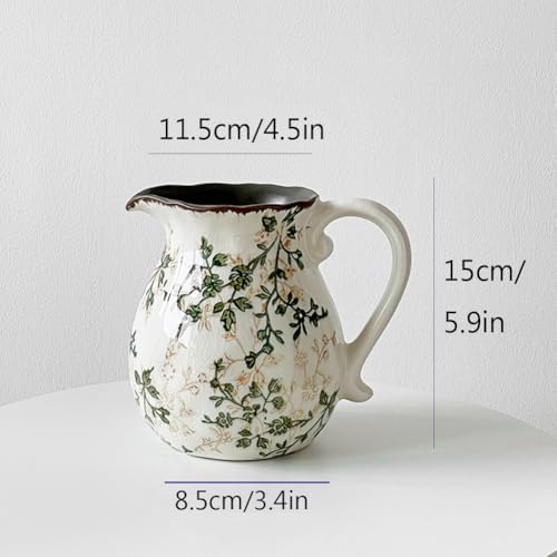 Green Flower Vase for Chinoiserie Decor Ceramic Porcelain Pitcher Vase A1
