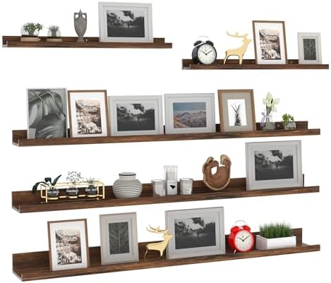Giftgarden 47 Inch Floating Shelves Set of 5 Rustic Wood