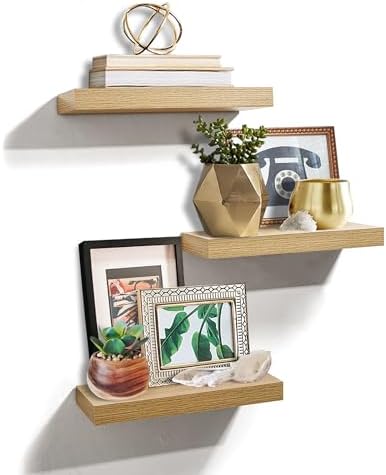 AHDECOR Floating Shelves Set of 3 Rustic Wooden Ledge Decor