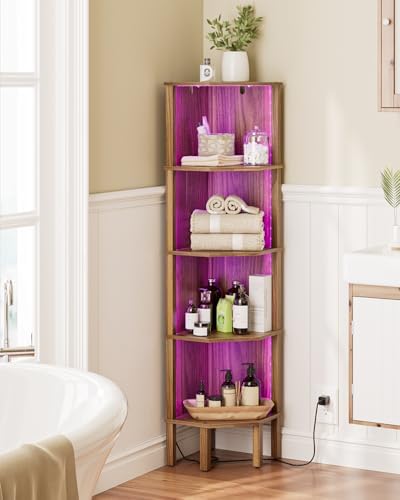 Apetaccat 5 Tier Corner Bookshelf in Walnut