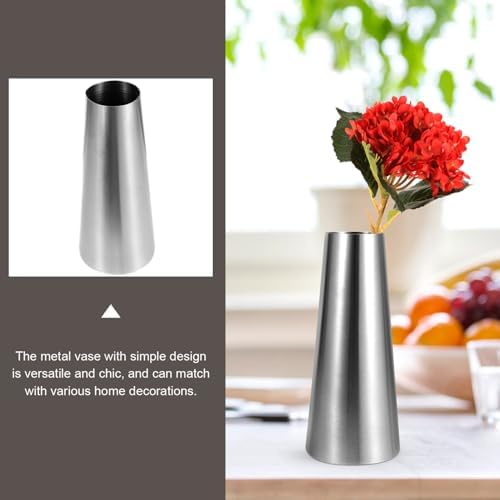 Stobaza Modern Minimalist Stainless Steel Flower Vase for Home Office Desk Decoration