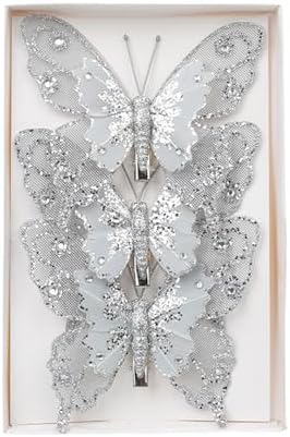 3PCS Silver 3D Butterfly Clip Decorations