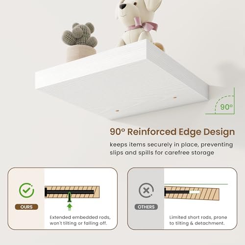 Marsmiles White Square Floating Shelves 3 Pack