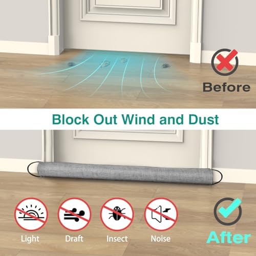 Lewondr Door Draft Stopper 36 Inch Sound Proof Triangular Weather Stripping Blocker Gray