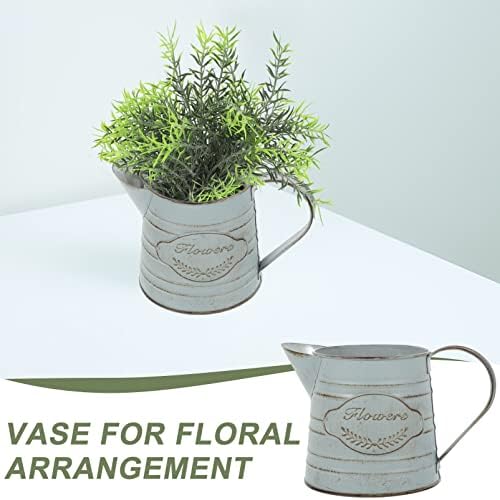 Zerodeko Rustic Galvanized Milk Can Vase with Handle