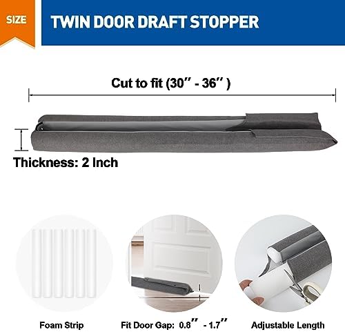 MAGZO Double Side Door Draft Stopper 36 Gray