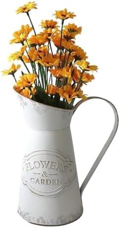 Rustic Metal Flower Vase with Shabby Chic Design