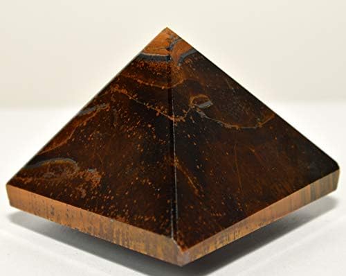 HQRP 2 Inch Golden Brown Tigers Eye Pyramid with Silver Hematite Clear Quartz Cabochon