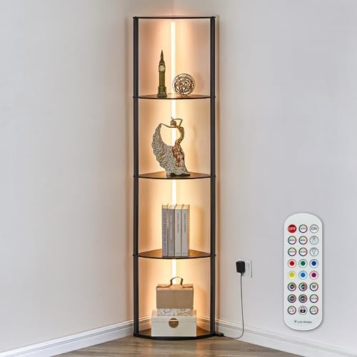 Woodronic 5-Tiered Corner Shelf with LED Light