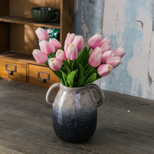 JOJUNO Brown to Blue Gradient Ceramic Vase with Handles