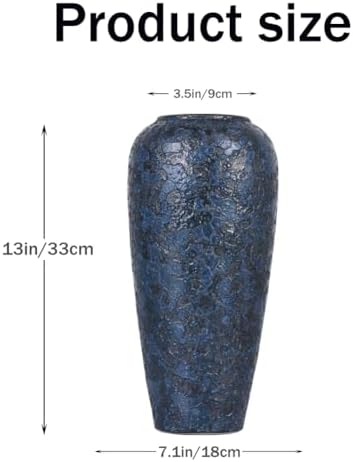 Blue Ceramic Vase 13 Inch Tall Rustic Terracotta