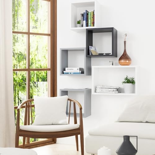 Kaboon Cube Shelves Set 2 Black Wall Mount
