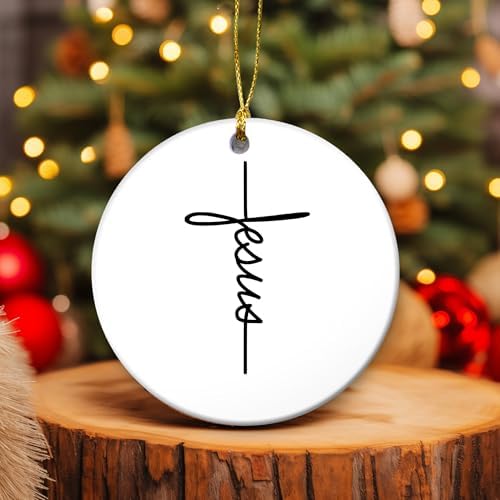 Jesus Christmas Ornament Christ Cross Decor Holiday Faith Gift