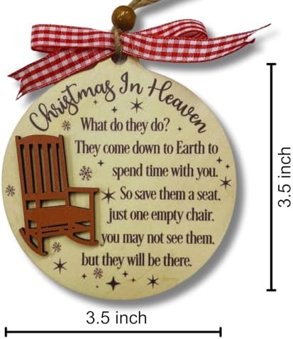 Christmas in Heaven Memorial Ornament - Wooden Rocking Chair Keepsake with Poem