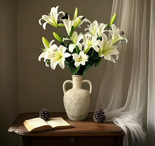 Rustic Ceramic Vase Large Neutral Clay Pot for Home Decor