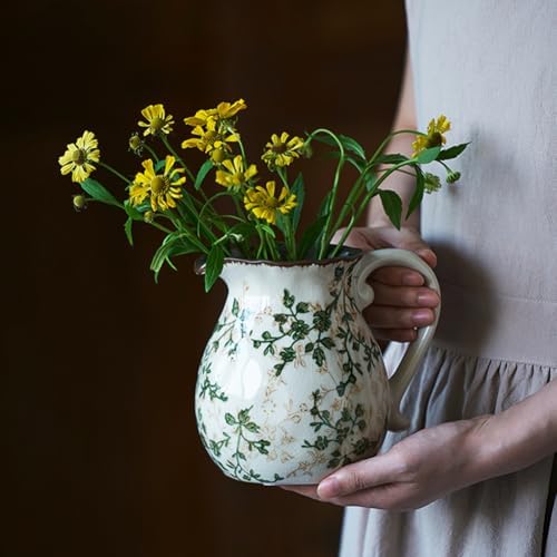 Green Flower Vase for Chinoiserie Decor Ceramic Porcelain Pitcher Vase A1
