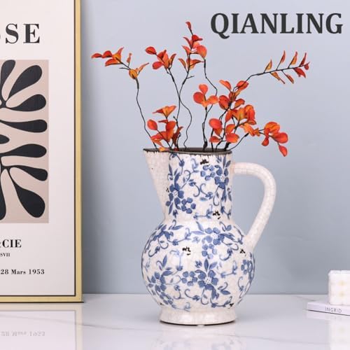 Chinoiserie Decor Blue and White Pitcher