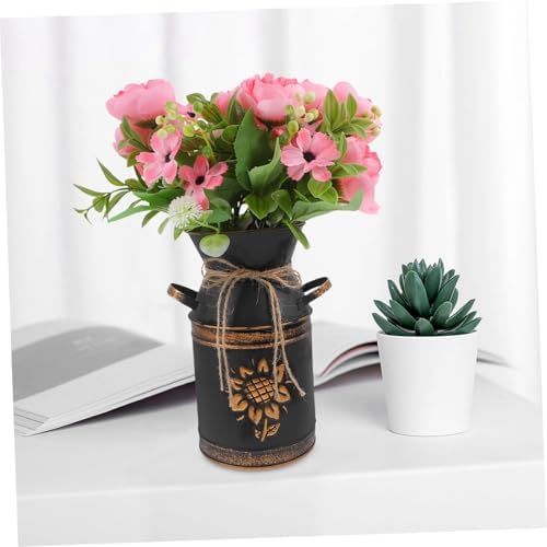 Vintage Bucket Vase Decorative Metal Planter for Flowers and Events