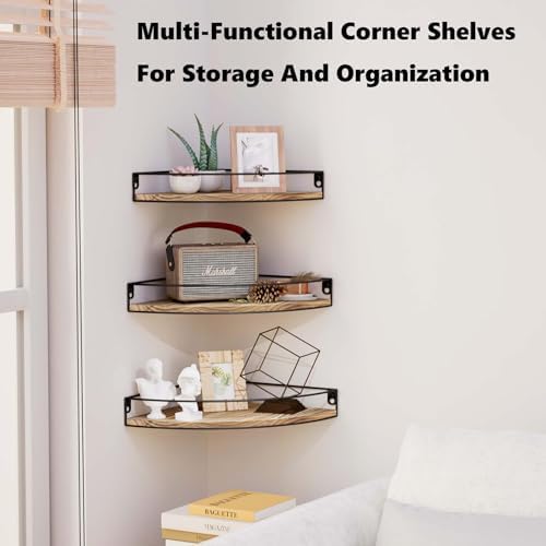 Corner Floating Shelves Set of 3 Rustic Brown