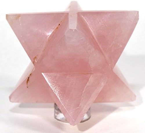 HQRP HC Set 68mm Rose Quartz 8 Point Merkaba Star Lavender Crystal Stone with Clear Quartz Cabochon