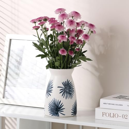 Hjn White Flower Vase - Modern Ceramic Decor for Living Room and Entryway