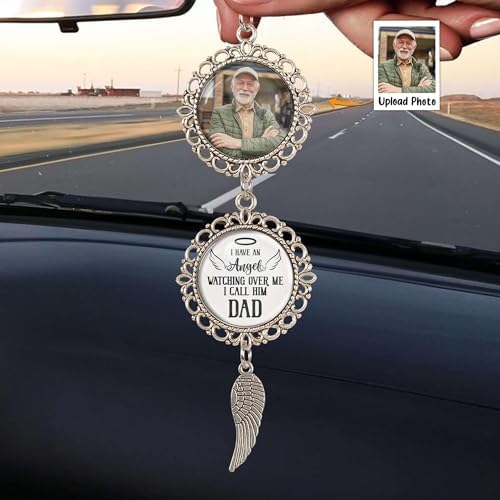 LASFOUR Angel Watching Over Me Car Ornament with Photo Custom