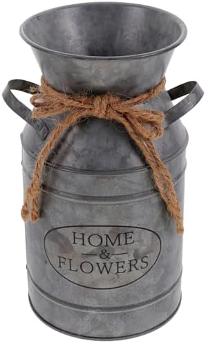 VICASKY Iron Flower Jug Vintage Pitcher Vase Silver