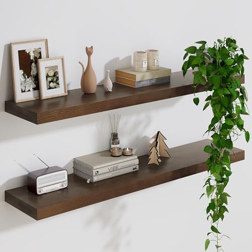 Marsmiles Solid Wood Floating Shelves 36W x 9D x 156H Set of 2