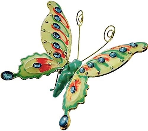 Handmade Enamel Bejeweled Butterfly Hanging Ornament