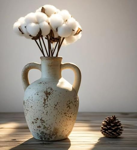 Rustic Ceramic Vase Large Neutral Clay Pot for Home Decor