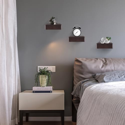 MITREL 5x5 Inch Floating Shelves Set of 2 Dark Walnut