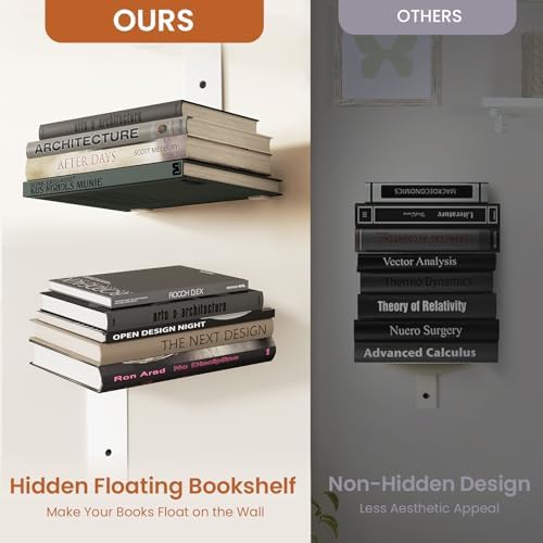 Wawocs Floating Book Shelves 4 Tier 2 Pack Black